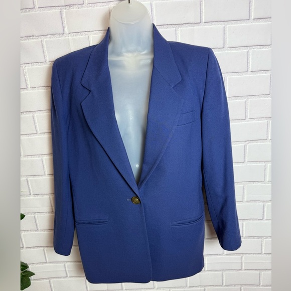 VTG TALBOTS women Royal Blue Blazer with Notched Lapels/size 4P - Picture 8 of 9